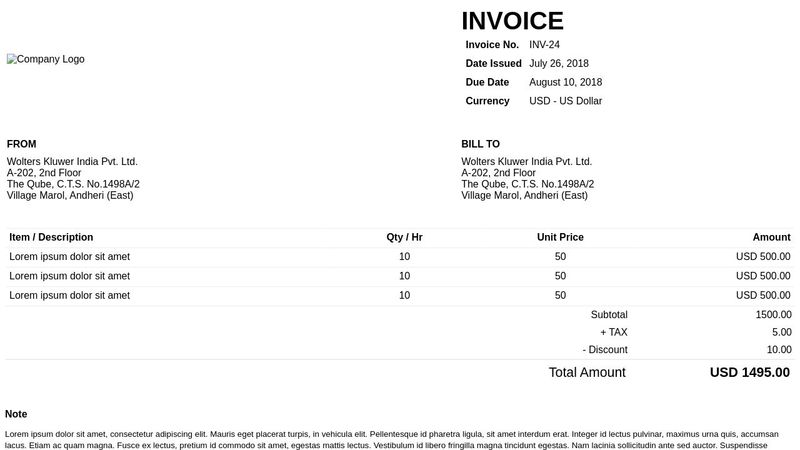 HTML PDF invoice template
