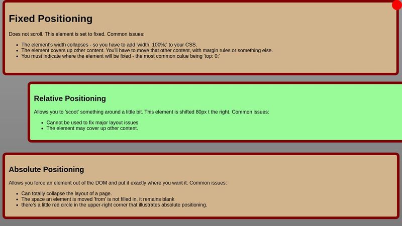 CSS Positioning Examples