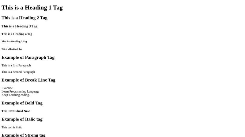 HTML Basic Formatting Tags With Examples