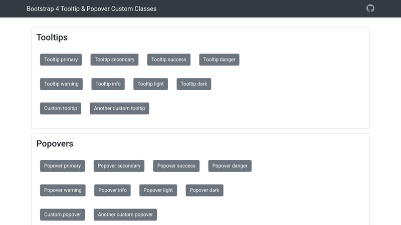 Bootstrap 4 Tooltip & Popover Custom Classes