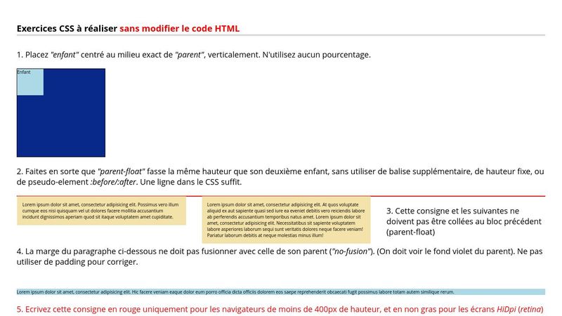 Exercices CSS de révision