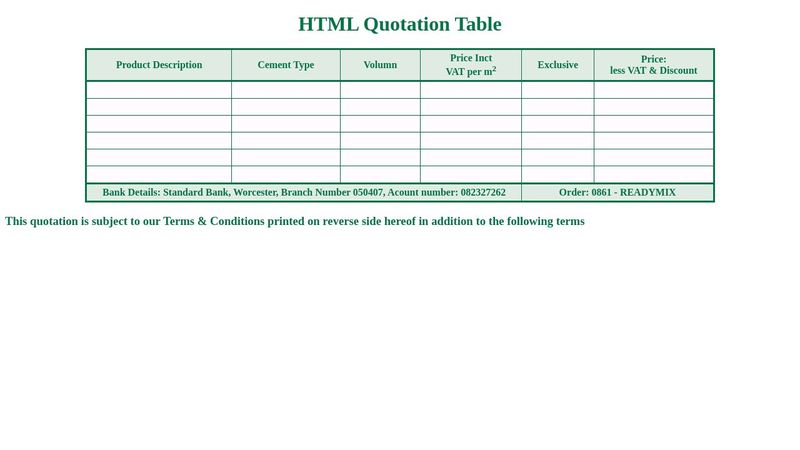 quotation table