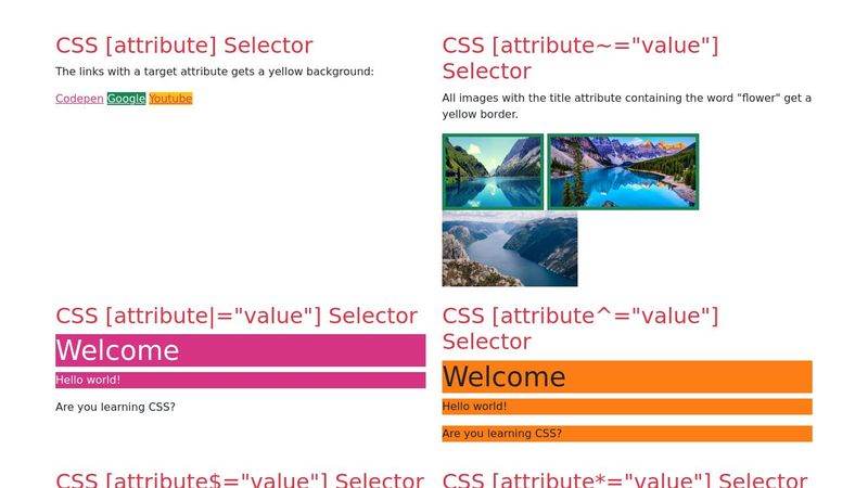 CSS Attr Selectors