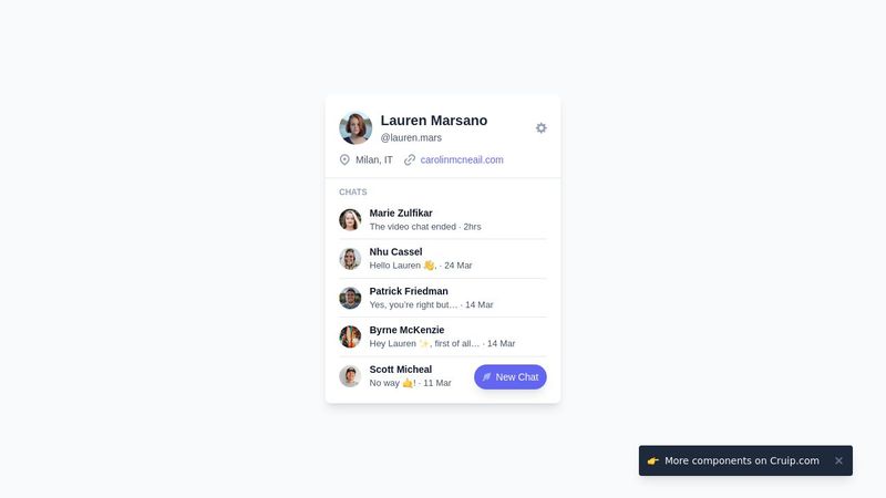Chat card - Tailwind CSS