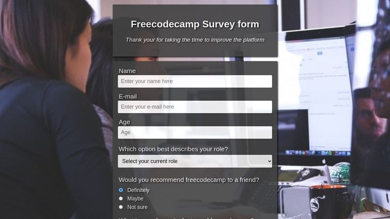 Free Code Camp Survey Form