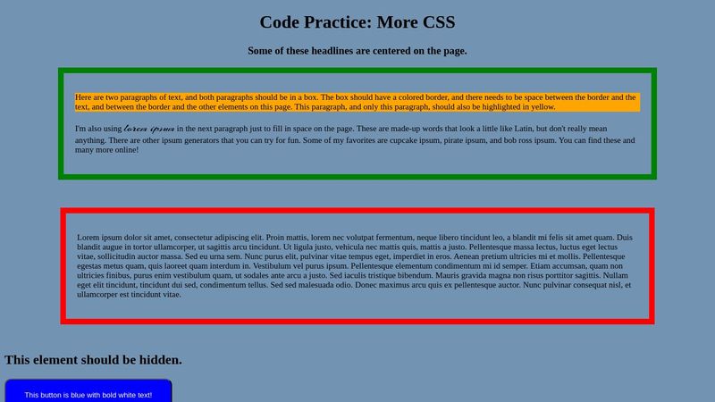 Code Practice: More CSS