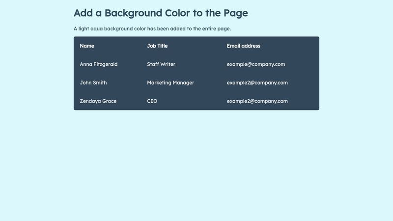 HTML Background Color - inline css for table