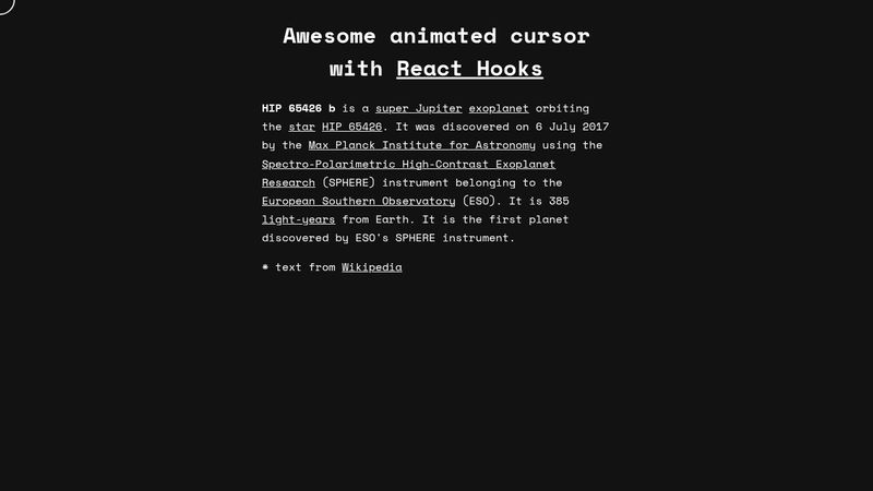 Awesome animated cursor with React Hooks
