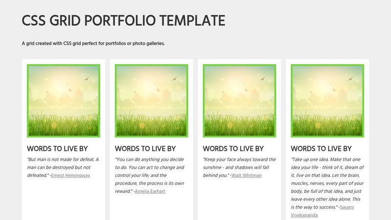 CodePen Home CSS Grid Portfolio Gallery