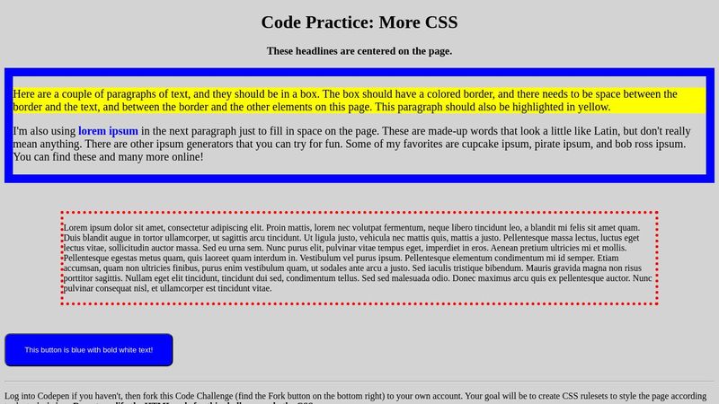 Code Practice: More CSS