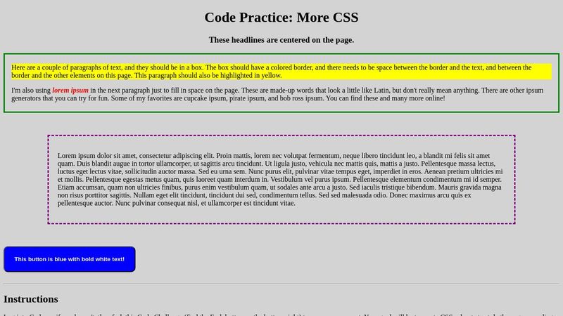 Code Practice: More CSS