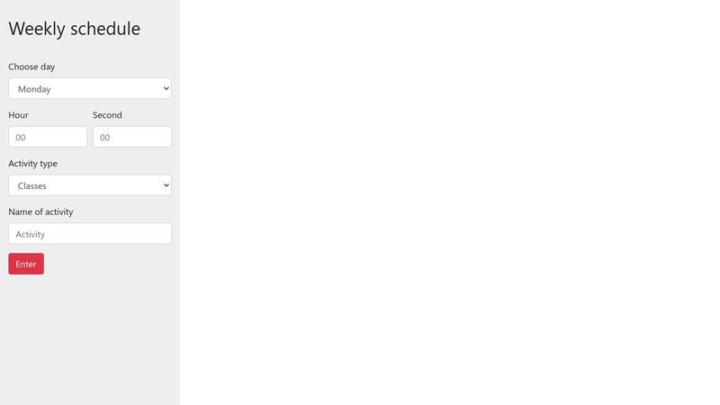 Weekly schedule in core JS