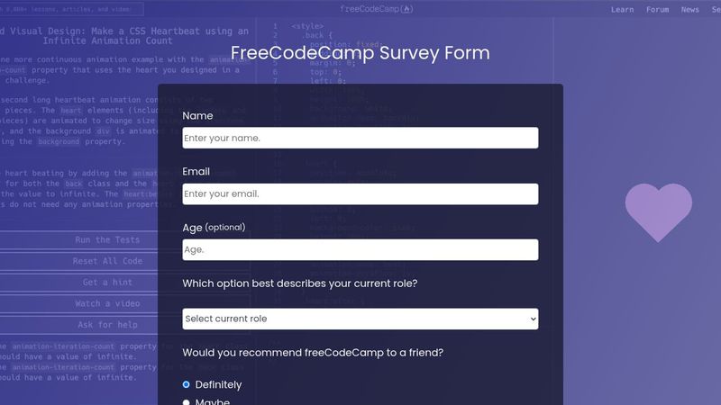 Survey Form (FreeCodeCamp Challenge)