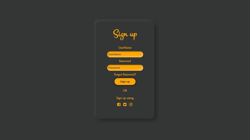 Dark UI form