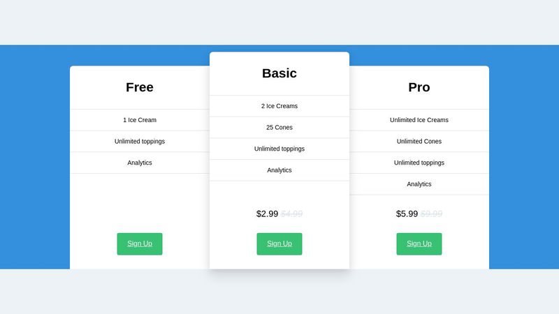 Tailwind responsive Pricing table