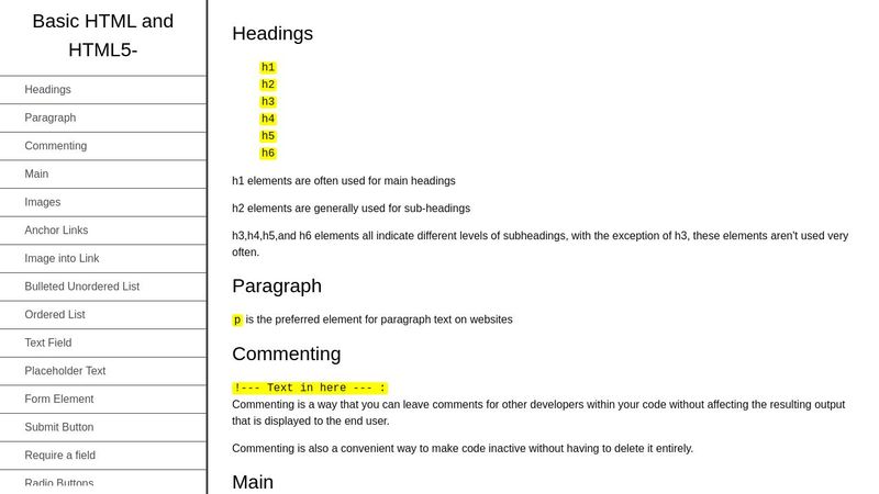 HTML Technical Documentation Page