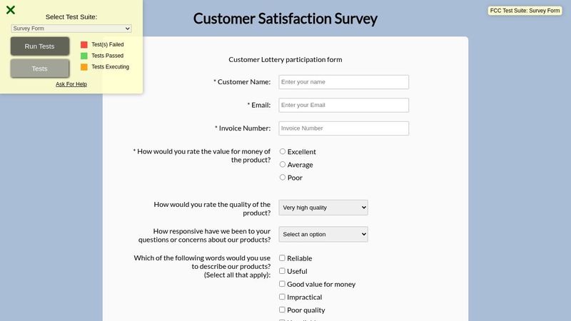 Responsive Web Design: Build a Survey Form