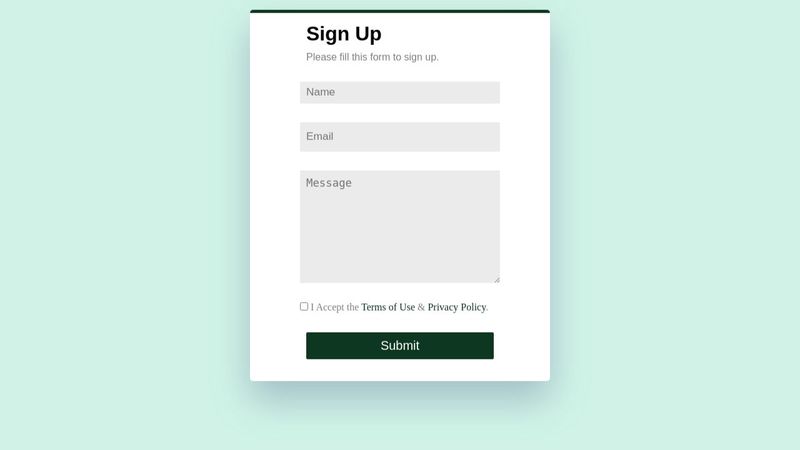 Floating Contact Form CSS