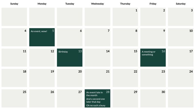 CSS Grid responsive calendar