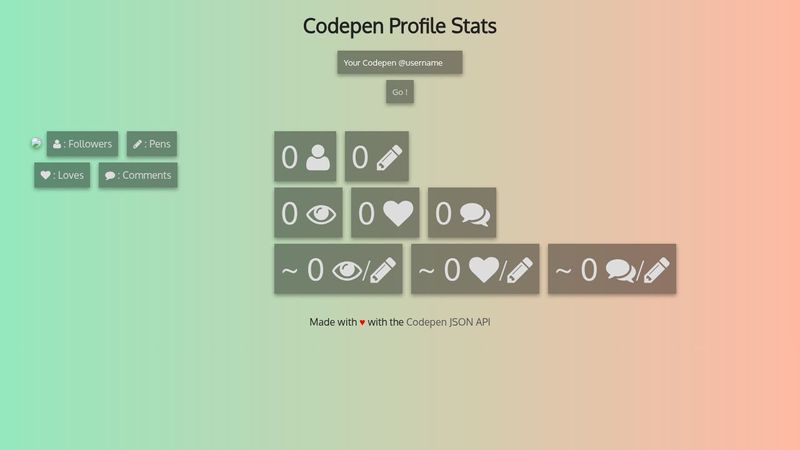 Codepen Profile Stats