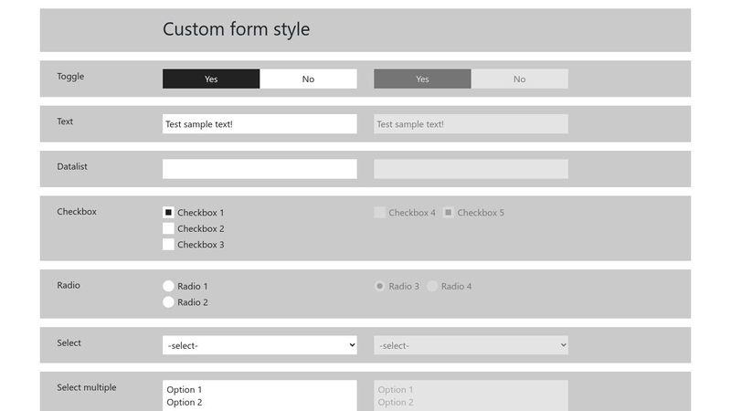 Custom form style