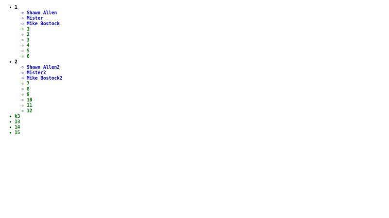 D3 Nested List - with existing HTML items