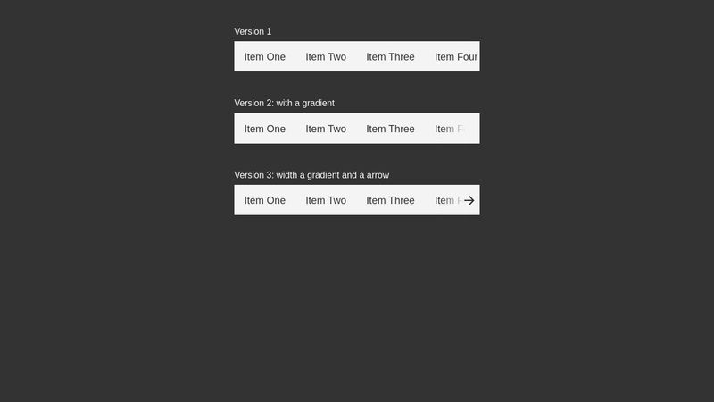 Horizontal scrolling menu