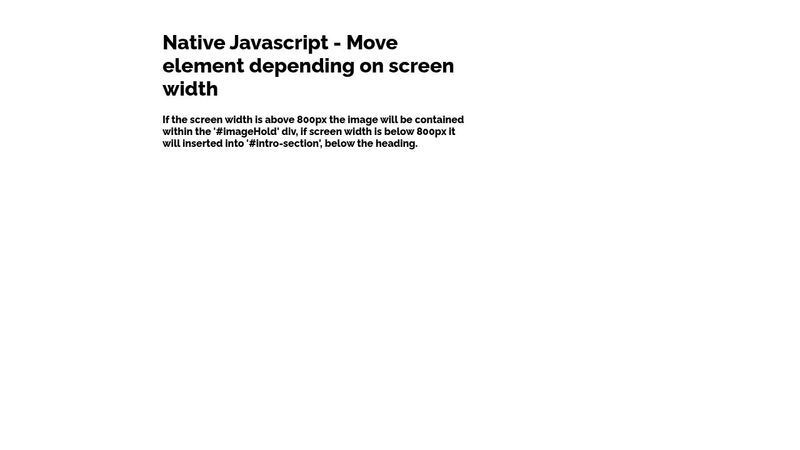 Native Javascript - Move element depending on screen width