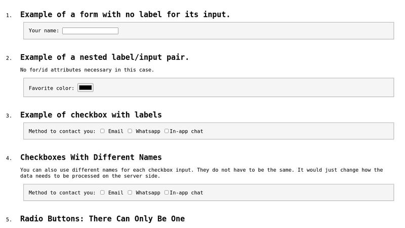 HTML Demo & Challenge: Form Labels
