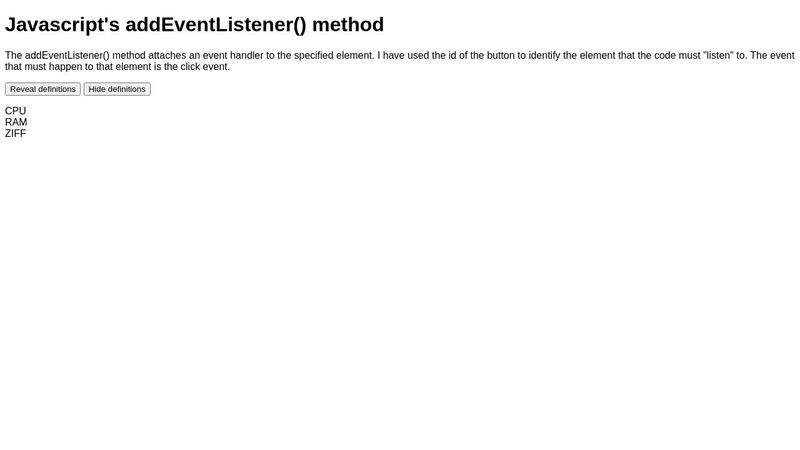 Javascript addEventListener() method