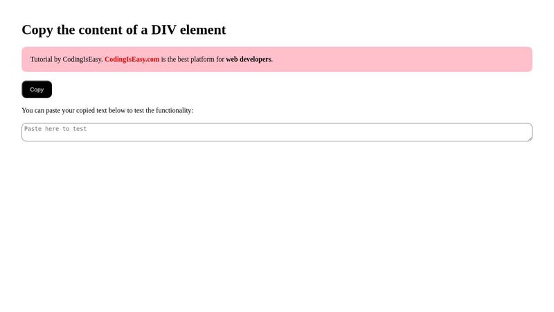 Copy to Clipboard using JavaScript in HTML