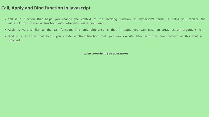 JS Call Apply and Bind function
