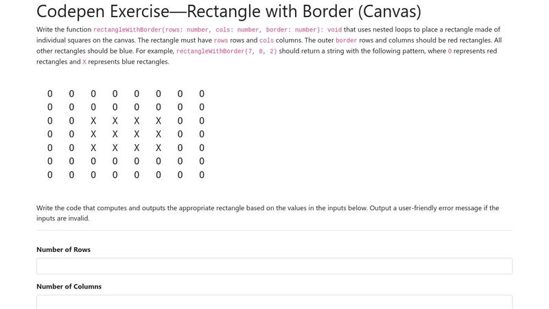 CodePen Exercise--Rectangle with Border (Canvas)