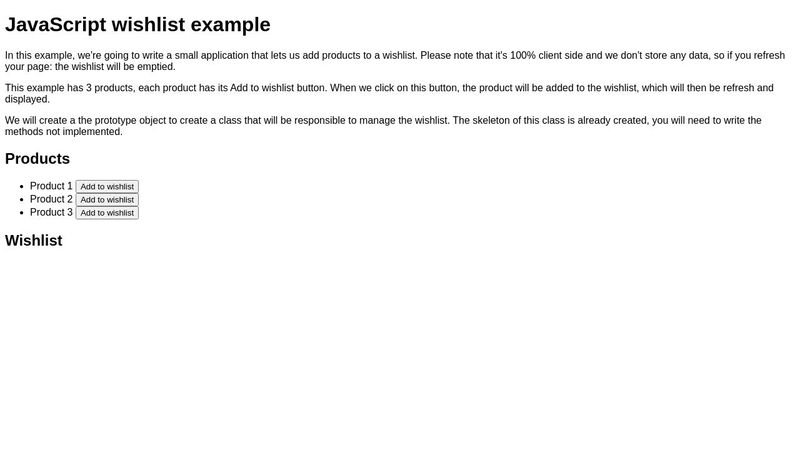 JavaScript wishlist example