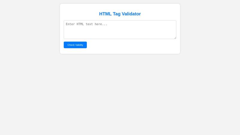 HTML Tag Validator using Stack DS