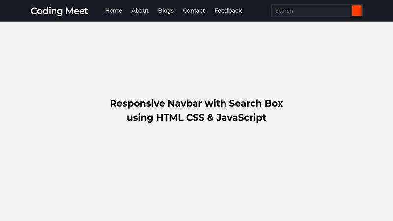 Responsive Navbar with Search Box using HTML CSS & JavaScript