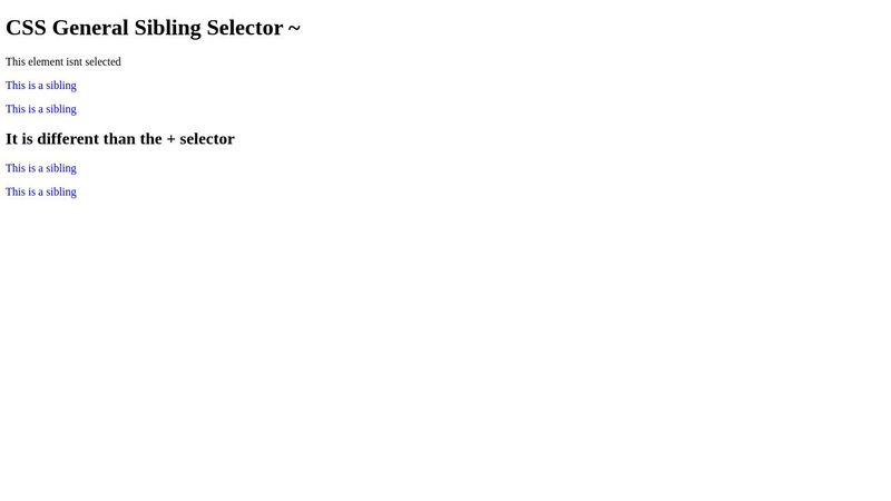 CSS Sibling Selectors