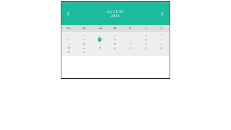 calender css daily challenge
