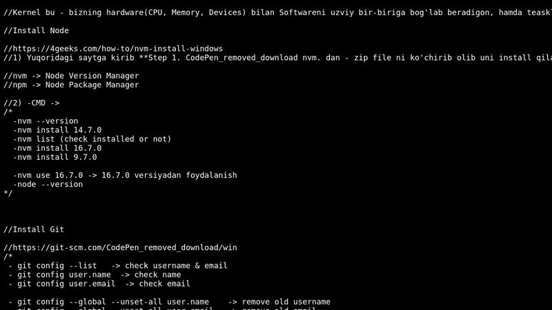 13-14. NodeJS va Git install qilamiz