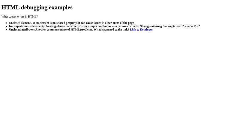 Debugging HTML