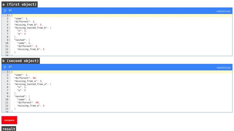Compare JSON - deep comparison
