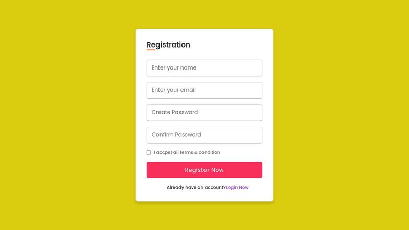 Registration Form Using HTML CSS