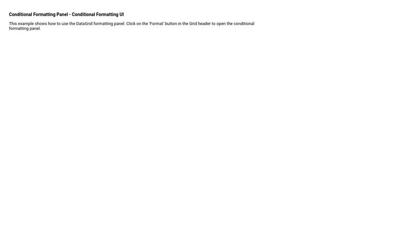 DataGrid Conditional Formatting Panel | Grid | Web Components