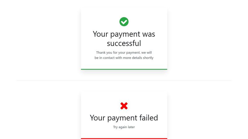 payment success and payment failed page html & CSS