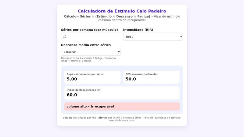 Padeiro's Hypertrophy Calculator