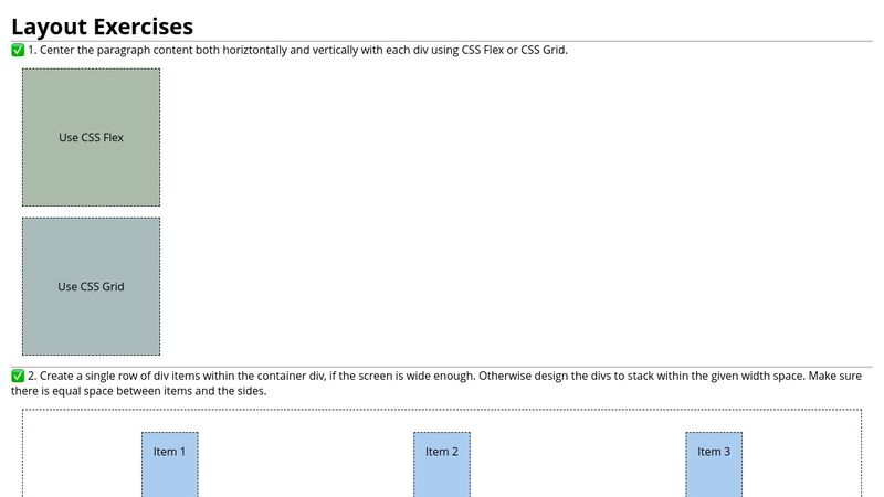🔒 CSS Layout Exercises