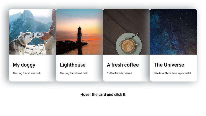 Interactive card variations using ReactJS