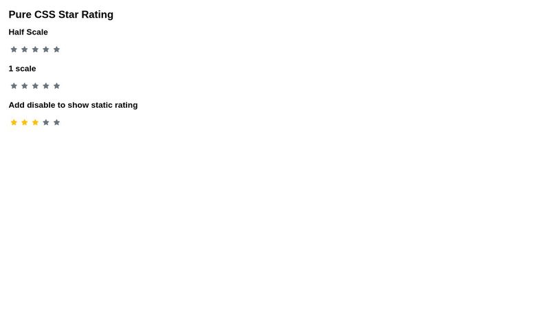 CSS Star Rating with radio input, with half scale and static