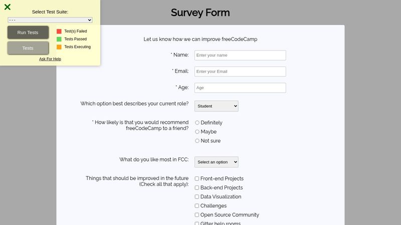 Survey Form using html and css