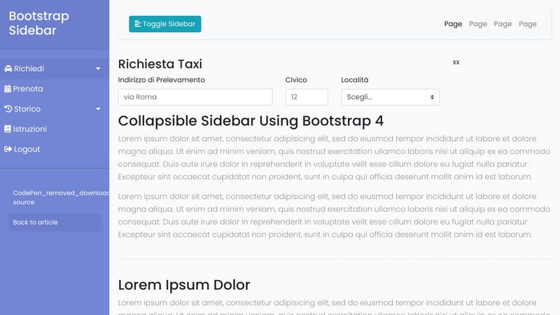 Animated Bootstrap 4 sidebar